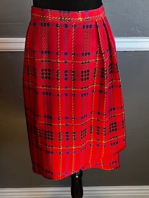 Falda para mujer Doncaster talla 14 roja a cuadros 100 % seda Foto 1 de 3