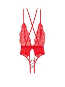 Victoria's Secret MOLTO SEXY orsacchiotto senza cavallo in pizzo rosso - taglia M - Foto 1 di 3