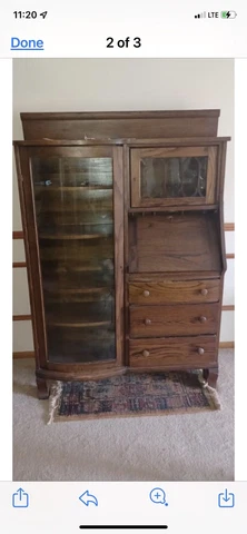 antique oak secretary side by side desk with glass bookcase Cover