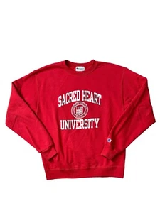 Vintage Champion Red Sweatshirt Sz M Sacred Heart University Cathedral Catholic - Picture 1 of 6