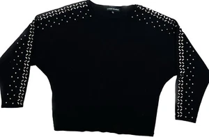 Top pulóver negro con tachuelas de metal con cuentas talla M de Catherine Malandrino para mujer - Imagen 1 de 7