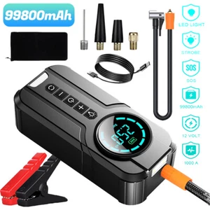 99800mAh Car Jump Starter With Air Pump Air Compressor Battery Charger Portable - Picture 1 of 17