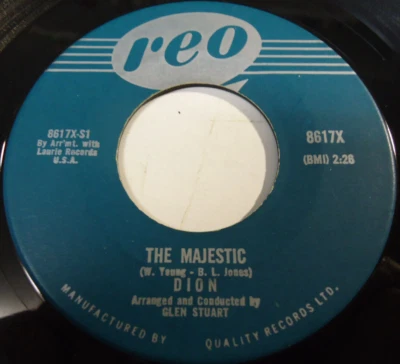 DION ~ The Wander / The Majestic ~ 45 rpm Vinyl Record in Canada - Image 1 of 2