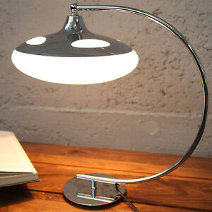 Moderne Tischlampe LUNA LOGO 45cm Silber Chrom Tischleuchte Schreibtischlampe