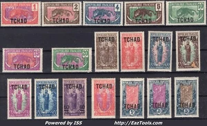 TCHAD SERIE TIMBRES SURCHARGÉS N° 1/18 NEUF * AVEC CHARNIERE A VOIR - Picture 1 of 2
