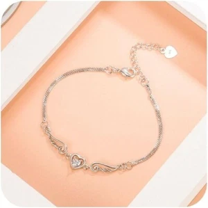 925 Sterling Silber Armband schlicht verstellbar Armreif Liebe Herz Armbänder - Bild 1 von 7