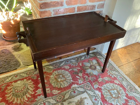 Vintage Wood Wooden Folding Butlers Tea Tray Table. Ferguson. 16"x26"x 19.5 tall Cover