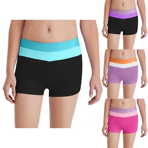 Girls Gymnastic Dance Shorts High Waist Elastic Workout Volleyball Activewear - Picture 1 of 33