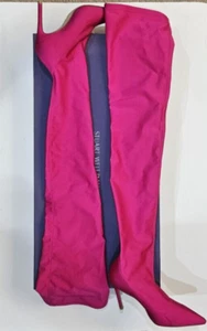Stuart Weitzman $950 ULTRASTUART 100 STRETCH OTK BOOT MAGENTA - Picture 1 of 3