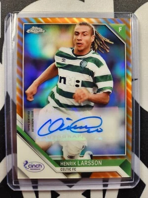 2021-22 Topps Chrome SPFL Henrik Larsson CA-HL Orange Refractor Auto 1/25 CELTIC - Image 1 of 2