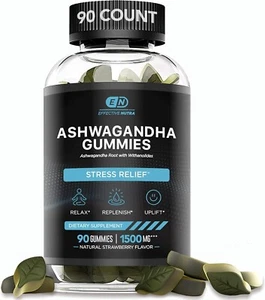 EFFECTIVE NUTRA Ashwagandha Gummies 1500mg - Stress Relief, Immune Support - Picture 1 of 7