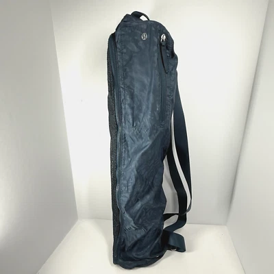 Lululemon Yoga Mat Bag Blue/Green Camo Long Mesh Pocket Adj Shoulder Strap - Image 1 of 4