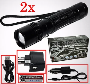 2x Swat Led Cree Taschenlampe T6 mit 5000 Lumen 8800mAh Ultrafire Akku+Adapter - Bild 1 von 9