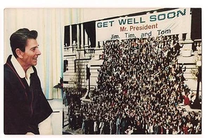 GET WELL CARD President RONALD REAGAN POSTCARD 1981 After Being Shot - Picture 1 of 2