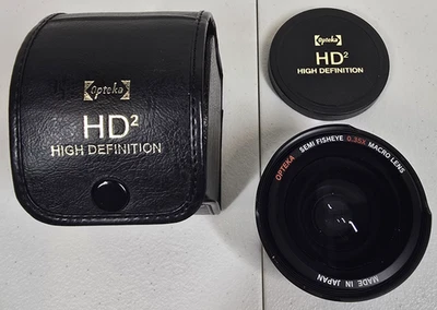 Opteka HD2 High Definition Semi Fisheye 0.35X Macro Lens Black Felt Case Japan - Image 1 of 4