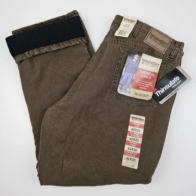 Wrangler Rugged Wear Jeans Mens 42x30 Thermal Lined Relaxed Quilted Thinsulate - Image 1 of 4