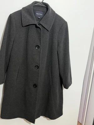 Abrigo para mujer Nautica mezcla de lana gris con botones talla XL Foto 1 de 4