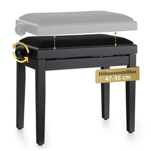 B-WARE Klavierbank Klavierstuhl Pianobank Klavierhocker Hocker Schwarz matt - Bild 1 von 8