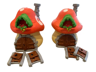 Vintage 1980s Smurf Mushroom House – Red Roof Cottage Playset - Image 1 of 3
