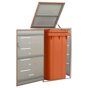 Single Wheelie Bin Shed 69x77.5x112.5 cm Stainless Steel - Picture 1 of 12