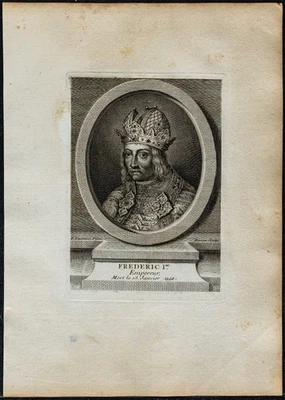 1778 - Portrait Of Frederic I Barbarossas, Emperor Holy Roman Empire - engraving - Bild 1 von 3