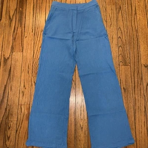 Commense Women’s Linen Cotton Blend Blue Pants Size Small Wide Leg - Picture 1 of 6