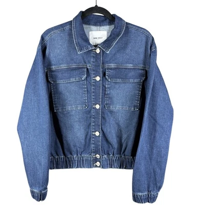 Chaqueta vaquera Nine West para mujer grande lavada media puños elásticos en la cintura Foto 1 de 4