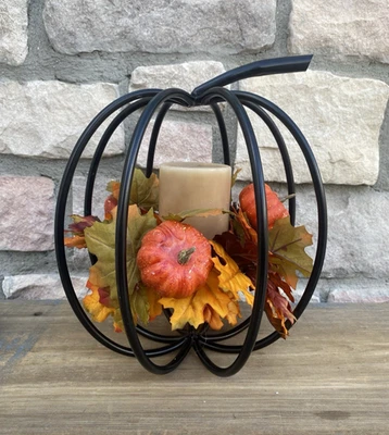 Metal Pumpkin Candle Holder For Pillar Candles Halloween Autumn Home Decor - Image 1 of 4