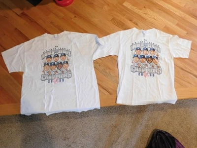 2 Vintage NY Yankees 2009 World Series Champions Caricature T-Shirt Size 2XL & M - Image 1 of 4