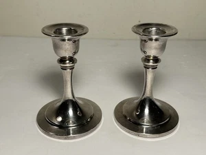 Set Of 2 Vintage Oneida Silversmiths Paul Revere Reproduction Candle Holders 4” - Picture 1 of 12