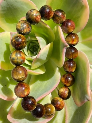 Pulsera Pietersita Ojo de Gato Cristal Natural Piedras Preciosas 10mm Foto 1 de 4