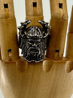 Vintage 1980s G&S Viking Warrior Men's Biker Ring (Size 10) - Image 1 of 3