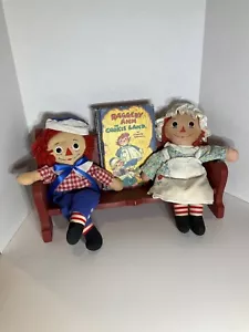 Bambole vintage Raggedy Ann e Andy Knickerbocker 15"" con libro bonus Raggedy Ann - Foto 1 di 9