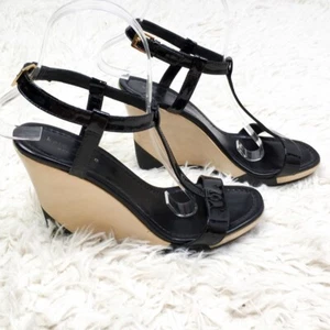 Kate Spade New York Womens T-Strap Sandals Black High Heel Wedge Buckle 7 - Picture 1 of 7
