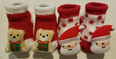 Infantil Niña Laura Ashley Bebé Navidad 2 Pares Calcetines Gatito Almohada Santa 0-12 M Foto 1 de 4