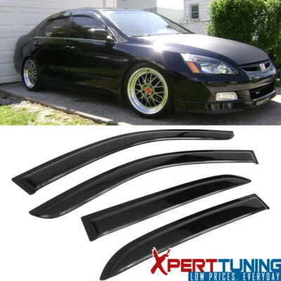 Se adapta a 03-07 Honda Accord sedán viseras de ventana ventilación protectores de lluvia 4 piezas Foto 1 de 4