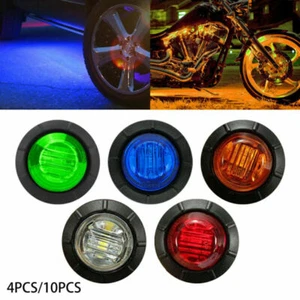 1/4/10X 12V 3/4" Mini LED Small Round Side Marker Light Truck RV Car Bullet Lamp - Picture 1 of 17