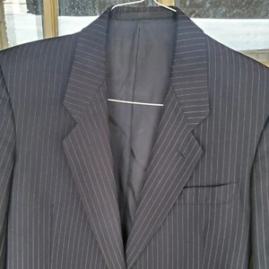 Armani Collezioni Mens Black 2 Button Blazer Sport Coat Pinstripe Made Italy 42L - Picture 1 of 8