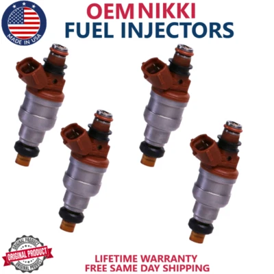 Pacote com 4 injetores de combustível OEM NIKKI INP-482 para 1994-1997 Ford Aspire 1.3L I4 - Imagem 1 de 2