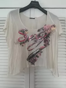 Top corto cuadrado con estrás manga corta en vena talla S - Imagen 1 de 3