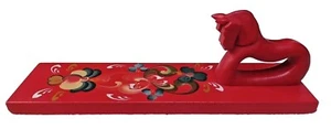 Vintage Red Wood Horse Hand Painted Flowers Wall Hook Rocking Horse Retro Boho - Bild 1 von 12