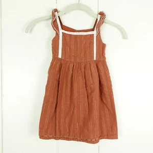 JANIE and JACK Sleeveless Dress Girls Size 3 Orange and Gold Stripes Summer - Picture 1 of 7