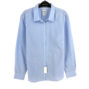 Brooks Brothers Blue Striped Fitted Cotton Shirt Size EU 44 UK 18 US 16 - Picture 1 of 9
