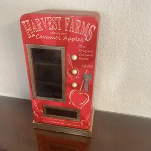 Wooden Display Vending Style Red Wood Cabinet Harvest Farms Caramel Apples - Picture 1 of 7