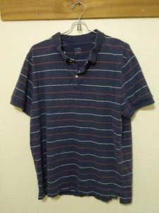 J. Crew Slub Baumwoll Poloshirt Größe L blau mit weißen roten Streifen - Bild 1 von 5
