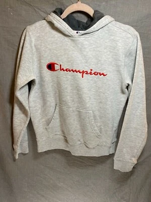 Рубашка Champion для мальчиков большая серая с надписью с капюшоном детская молодежная - Изображение 1 из 4
