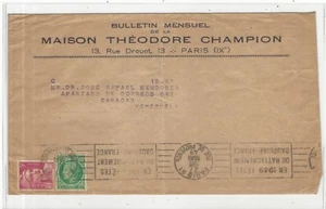 France: 1949; Cover circulated Paris to Caracas with postmark type band, EBFR066 - Picture 1 of 2