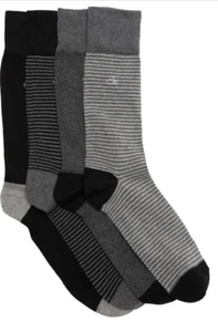 $35 Calvin Klein Men's 4-Pair Combed Cotton Crew Socks Black/Gray - Picture 1 of 9