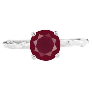 1.20Ct Round Cut Natural Burmese Red Ruby Women's Ring In Solid 14KT White Gold - Picture 1 of 4