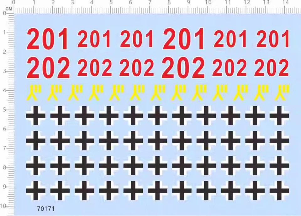 1/16 1/18 WWII The King Tiger Heavy Tank 201 202 marking Model Water Slide Decal - Image 1 of 1